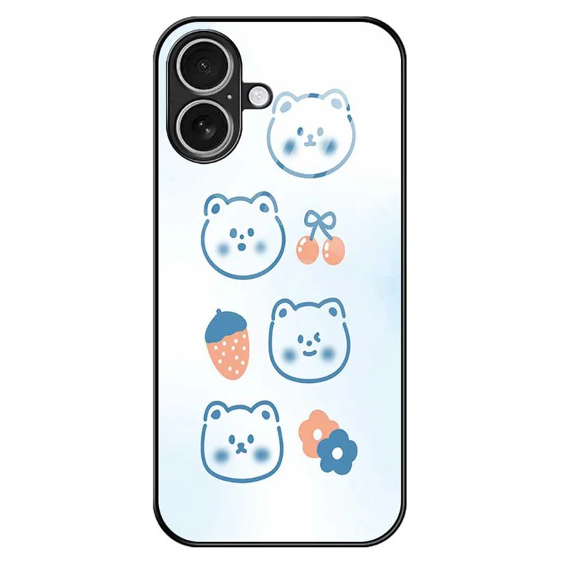 For iPhone 17 Case PC TPU Tempered Glass Pattern Printing Anti Drop Phone Back Cover - B0267