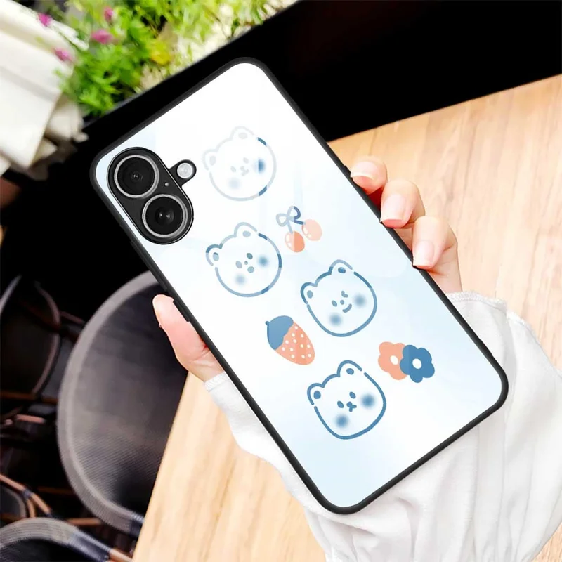 For iPhone 17 Case PC TPU Tempered Glass Pattern Printing Anti Drop Phone Back Cover - B0267