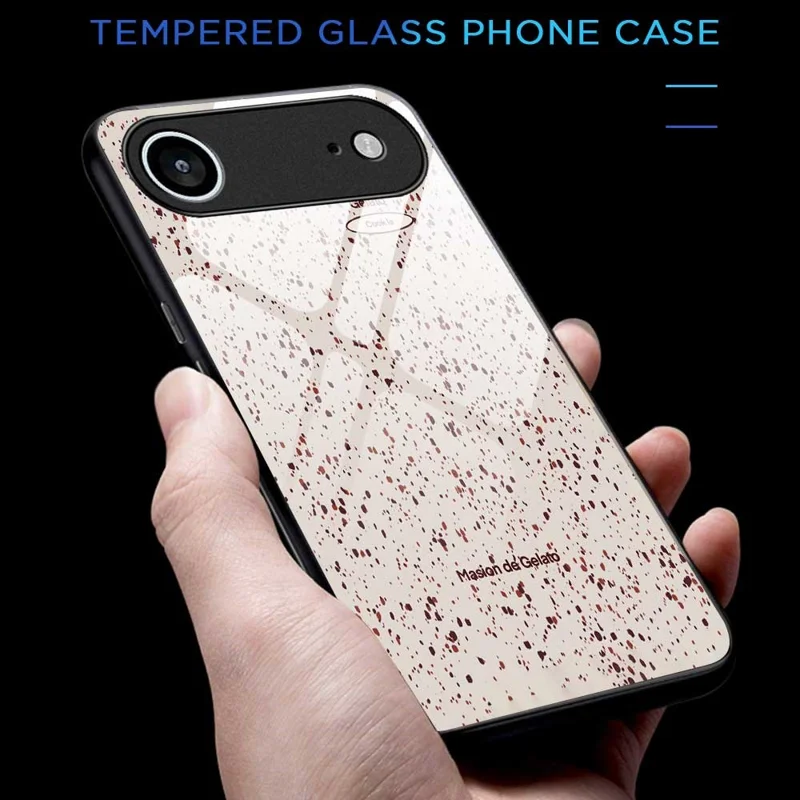 للهاتف آيفون كفر PC TPU زجاج مقوى مطبوع عليه تصميم عصري مقاوم للسقوط - B0261