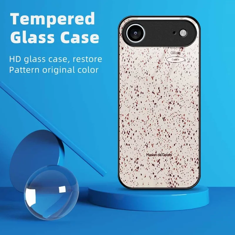 للهاتف آيفون كفر PC TPU زجاج مقوى مطبوع عليه تصميم عصري مقاوم للسقوط - B0261