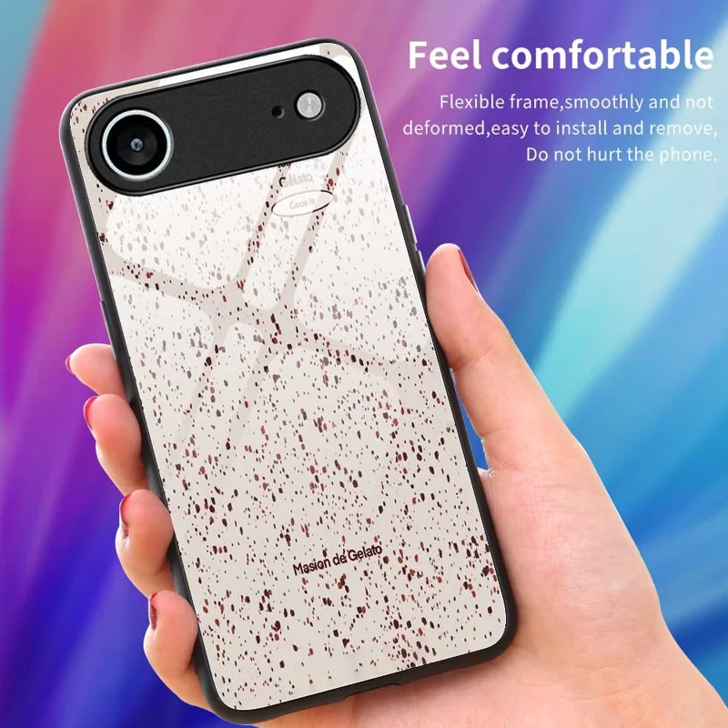 للهاتف آيفون كفر PC TPU زجاج مقوى مطبوع عليه تصميم عصري مقاوم للسقوط - B0261