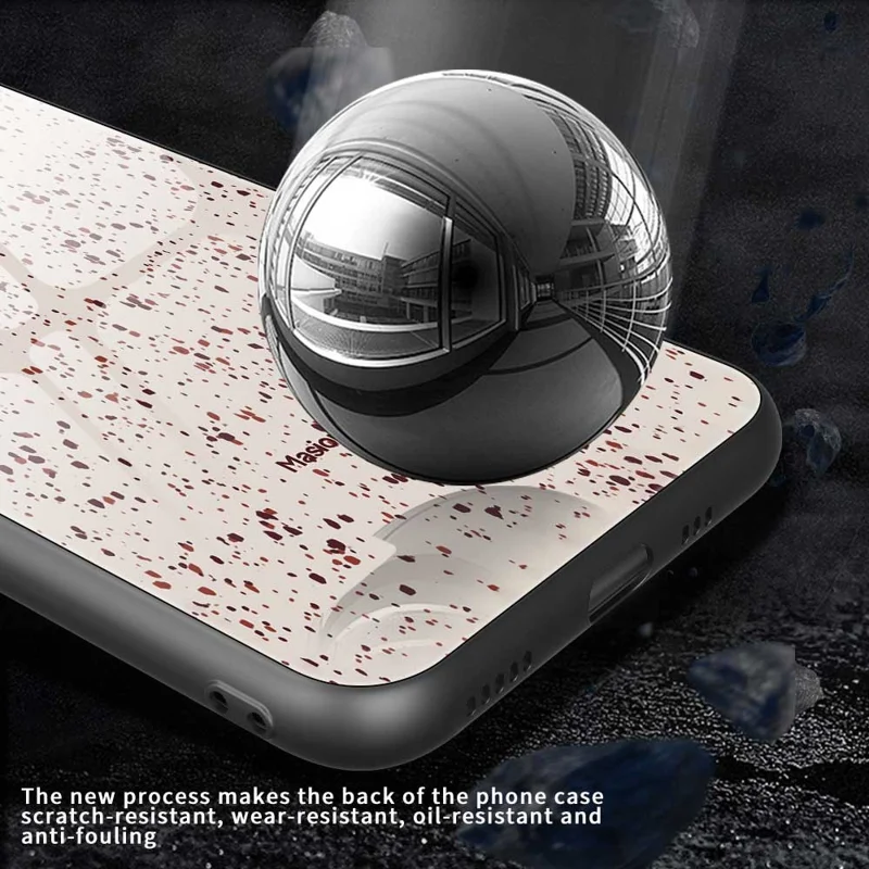 للهاتف آيفون كفر PC TPU زجاج مقوى مطبوع عليه تصميم عصري مقاوم للسقوط - B0261