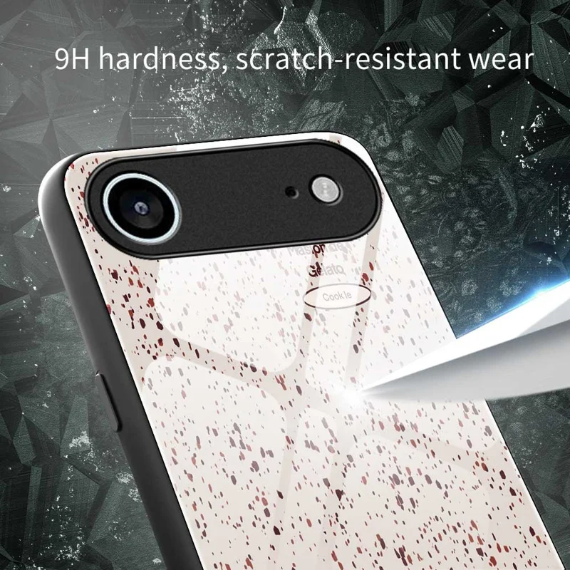 للهاتف آيفون كفر PC TPU زجاج مقوى مطبوع عليه تصميم عصري مقاوم للسقوط - B0261