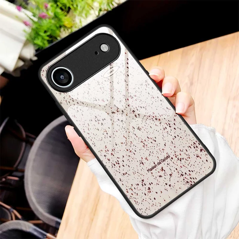 للهاتف آيفون كفر PC TPU زجاج مقوى مطبوع عليه تصميم عصري مقاوم للسقوط - B0261