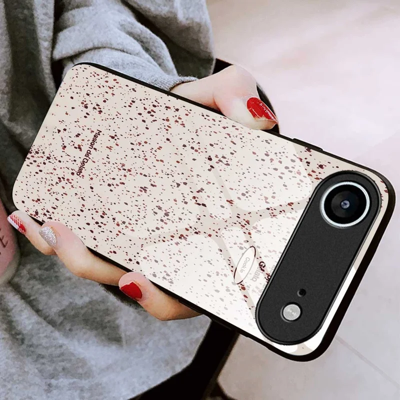 للهاتف آيفون كفر PC TPU زجاج مقوى مطبوع عليه تصميم عصري مقاوم للسقوط - B0261