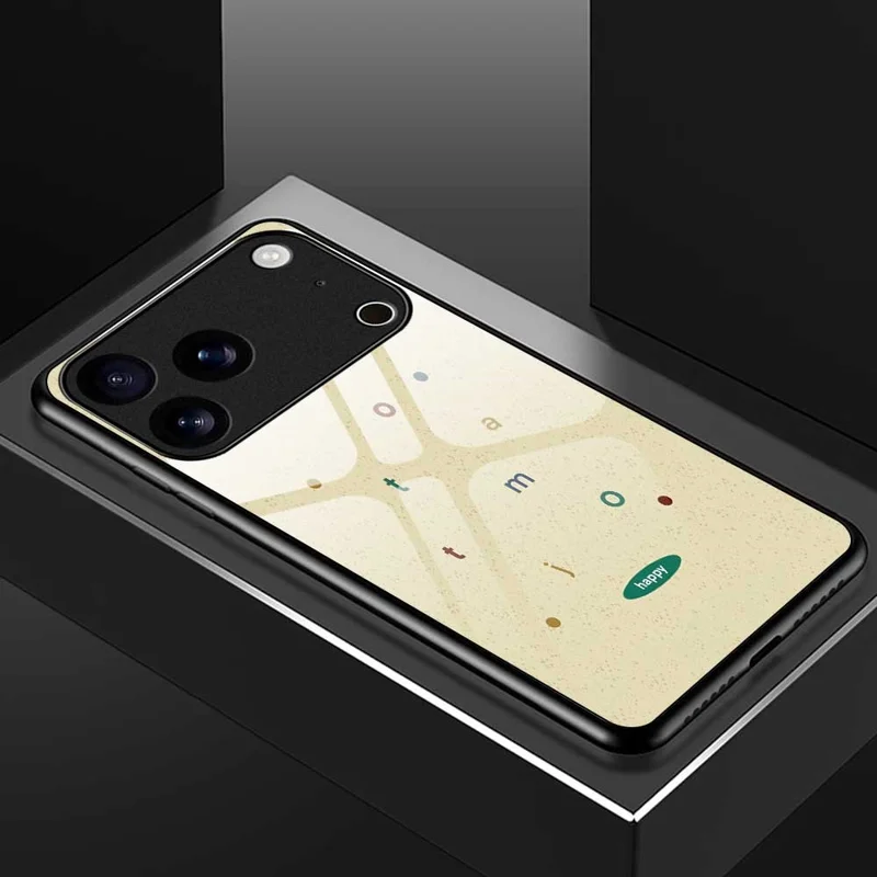 For iPhone 17 Pro Max Case PC TPU Tempered Glass Pattern Printing Anti Drop Phone Back Cover - B0258