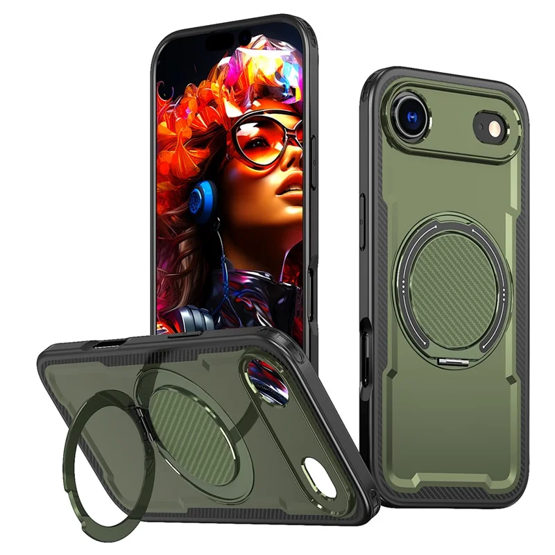 For iPhone Air Case Compatible with MagSafe TPU + PC Kickstand Phone Cover - Olive Green