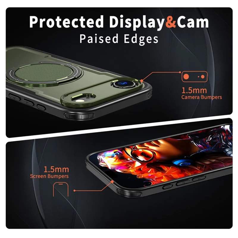 For iPhone Air Case Compatible with MagSafe TPU + PC Kickstand Phone Cover - Olive Green