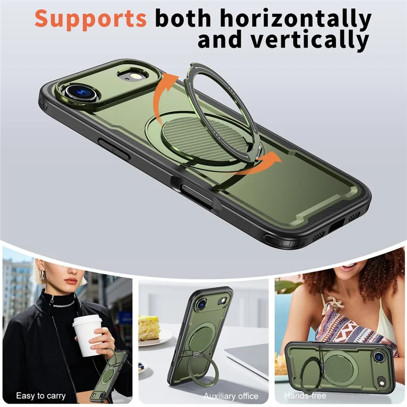 For iPhone Air Case Compatible with MagSafe TPU + PC Kickstand Phone Cover - Olive Green