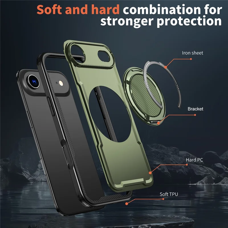 For iPhone Air Case Compatible with MagSafe TPU + PC Kickstand Phone Cover - Olive Green