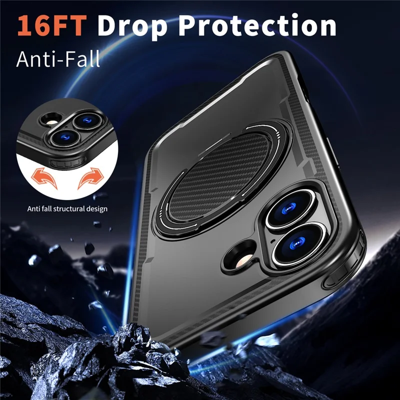 For iPhone 17 Case Compatible with MagSafe TPU + PC Kickstand Phone Cover - Black