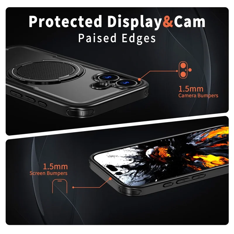 For iPhone 17 Case Compatible with MagSafe TPU + PC Kickstand Phone Cover - Black