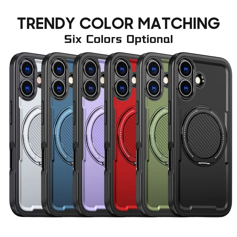 For iPhone 17 Case Compatible with MagSafe TPU + PC Kickstand Phone Cover - Black