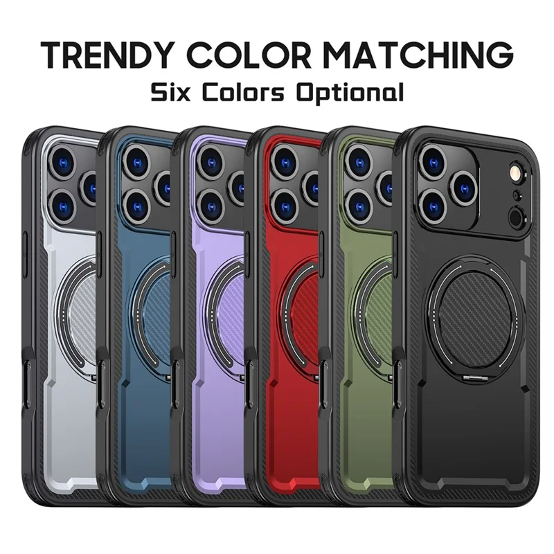 For iPhone 17 Pro Case Compatible with MagSafe TPU + PC Kickstand Phone Cover - Black