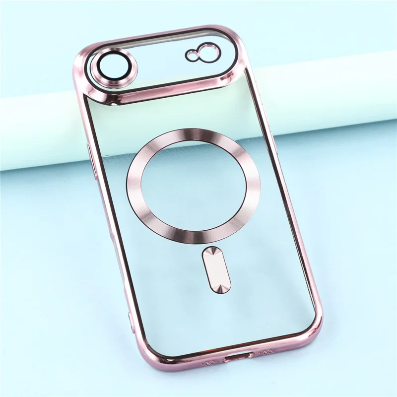 For iPhone Air Case Compatible with MagSafe Electroplated TPU Phone Cover with Lens Film - Pink