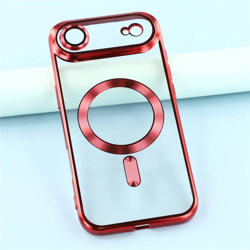 For iPhone Air Case Compatible with MagSafe Electroplated TPU Phone Cover with Lens Film - Red