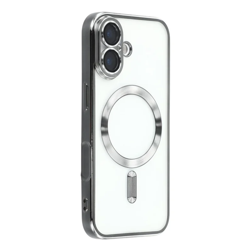For iPhone 17 Case Compatible with MagSafe Electroplated TPU Phone Cover with Lens Film - Grey