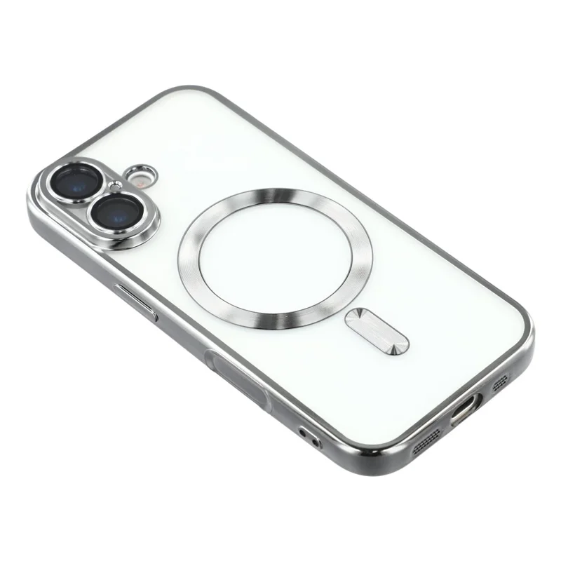 For iPhone 17 Case Compatible with MagSafe Electroplated TPU Phone Cover with Lens Film - Grey