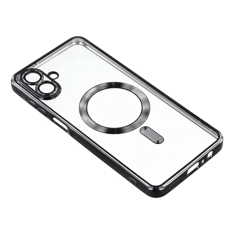 Чехол для Samsung Galaxy A06 4G, совместимый с MagSafe, электролитический TPU-чехол с защитной пленкой для объектива - Черный