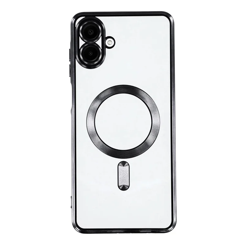 For Samsung Galaxy A07 4G Case Compatible with MagSafe Electroplated TPU Phone Cover with Lens Film - Black