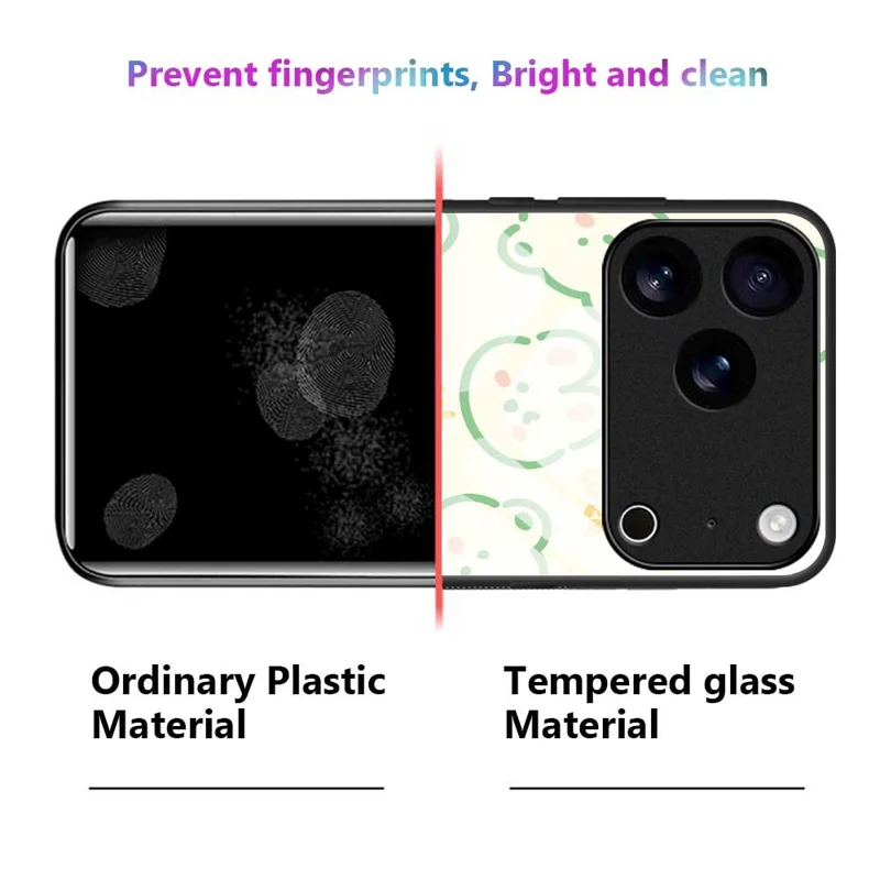 For iPhone 17 Pro Case PC TPU Tempered Glass Pattern Printing Slim Phone Back Cover - B0268