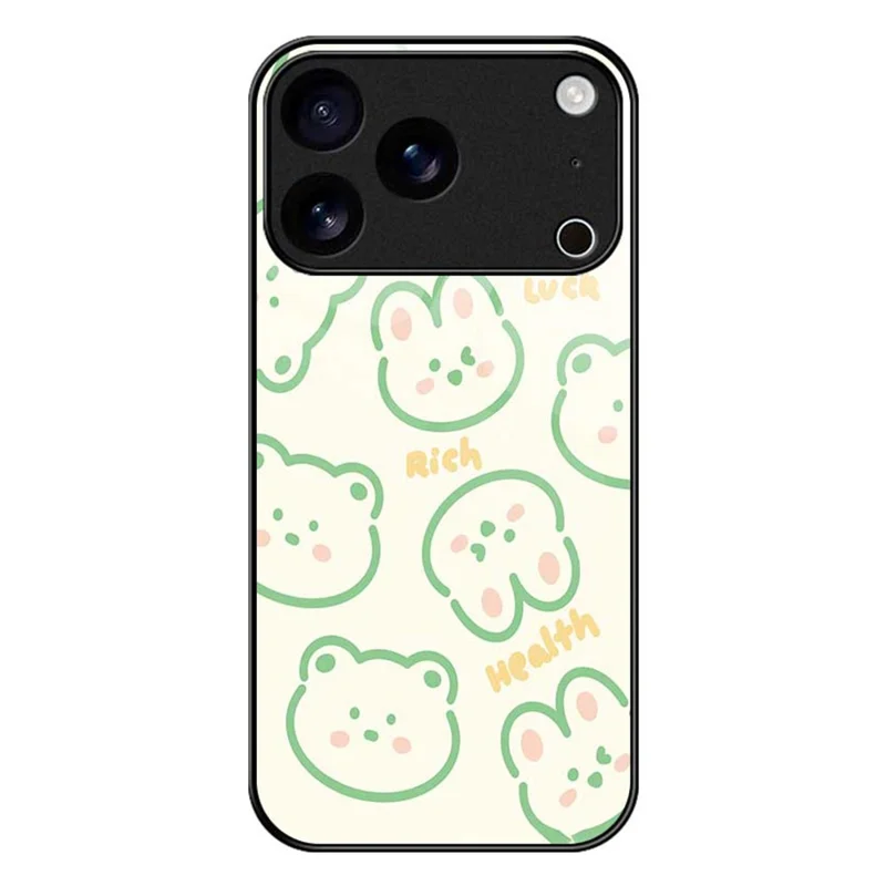 For iPhone 17 Pro Max Case PC TPU Tempered Glass Pattern Printing Slim Phone Back Cover - B0268