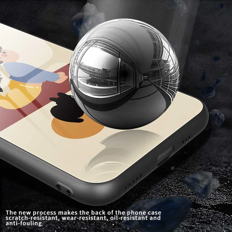 For iPhone 17 Pro Case TPU PC Tempered Glass Pattern Printing Slim Phone Back Cover - B0293