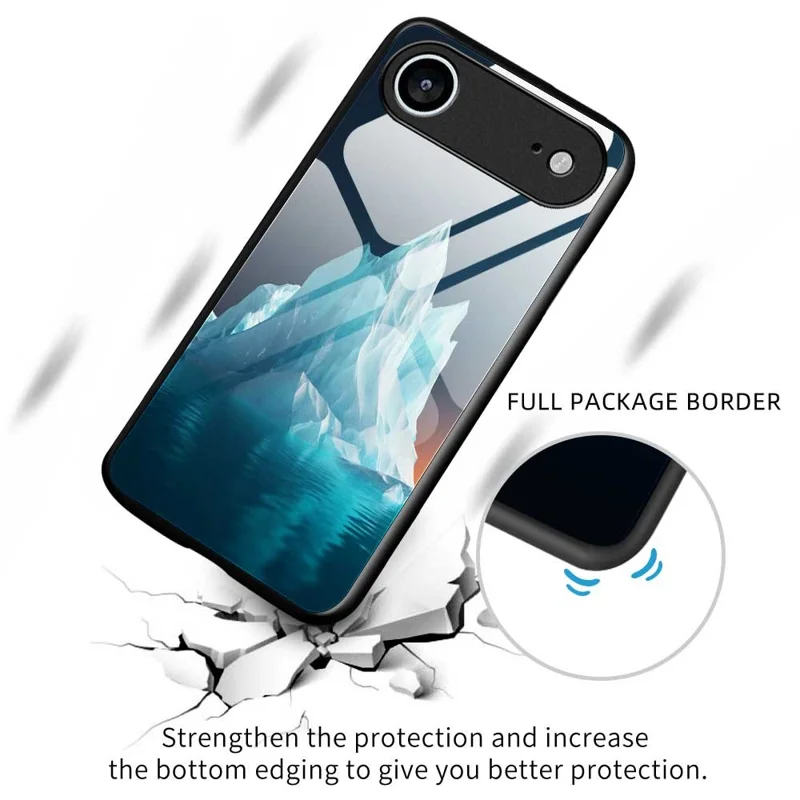 Für iPhone 17 Air Hülle PC TPU Gehärtetes Glas Muster Druck Stoßfeste Handy-Rückseite Schutzhülle - B0335