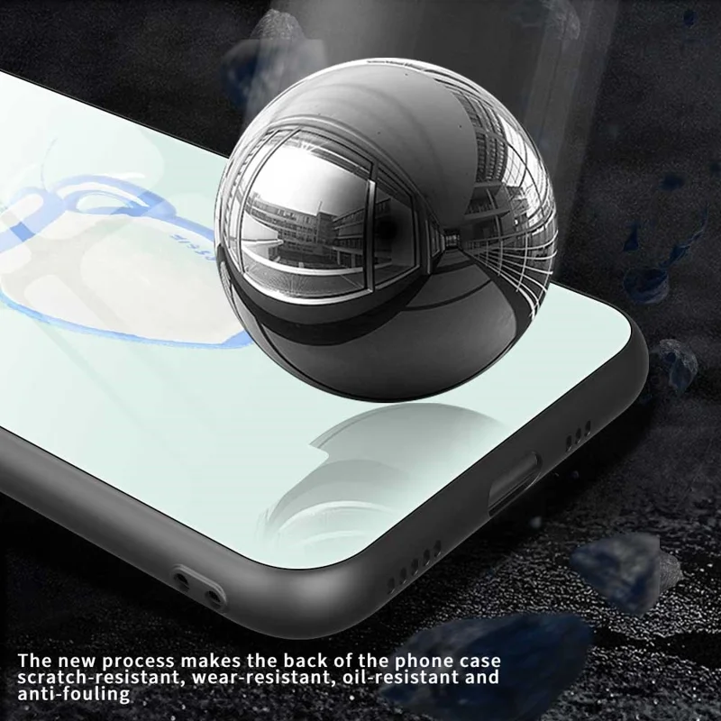 For iPhone 17 Pro Max Case PC TPU Tempered Glass Pattern Printing Shockproof Phone Back Cover - B0318