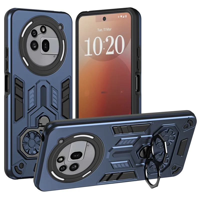 Hülle für Nothing Phone (3a) Pro mit Ringhalter Ständer PC + TPU Stoßfeste Handyhülle - Marineblau