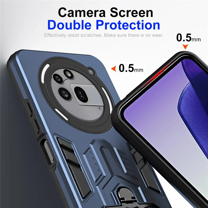 Hülle für Nothing Phone (3a) Pro mit Ringhalter Ständer PC + TPU Stoßfeste Handyhülle - Marineblau