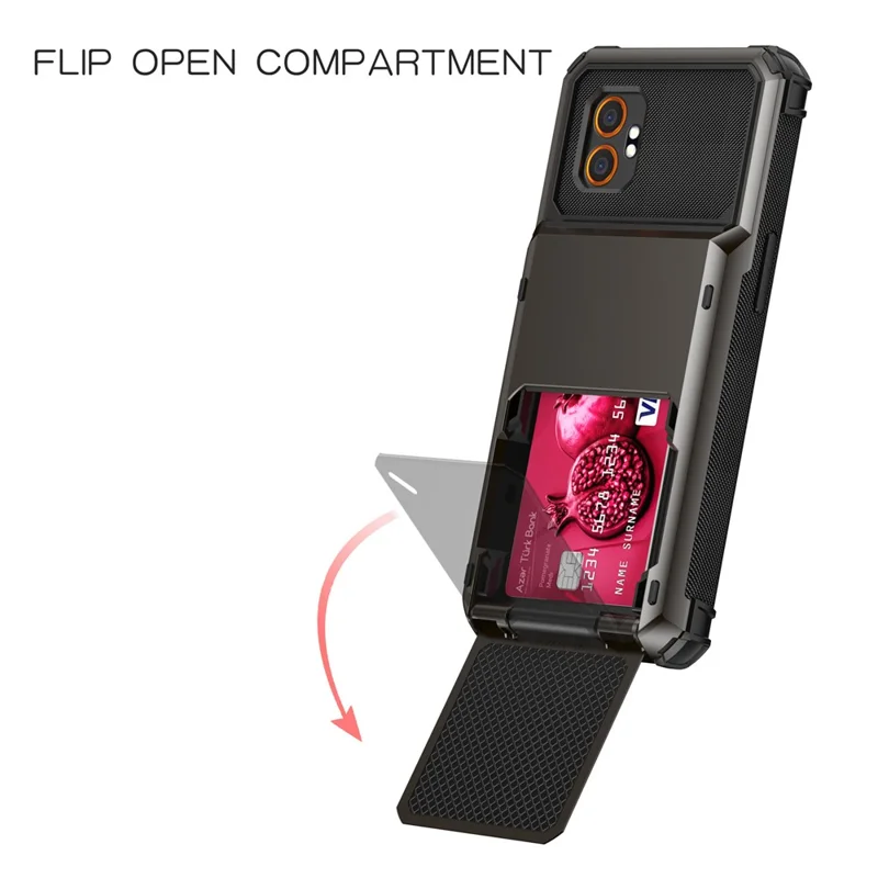 Für Samsung Galaxy XCover7 Pro Hülle PC + TPU Doppelschicht Rückseite Handyhülle mit Kartenhalter - Grau