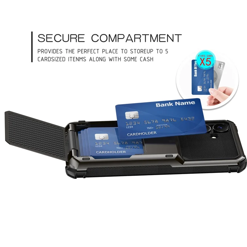 Voor Samsung Galaxy S25 FE Hoesje PC + TPU Dubbellaags Achterkant Hoesje met Kaarthouder - Grijs