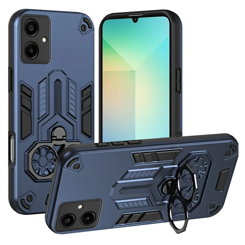 Чехол для Samsung Galaxy A06 4G с кольцом-держателем и подставкой, из поликарбоната + TPU, противоударный - темно-синий