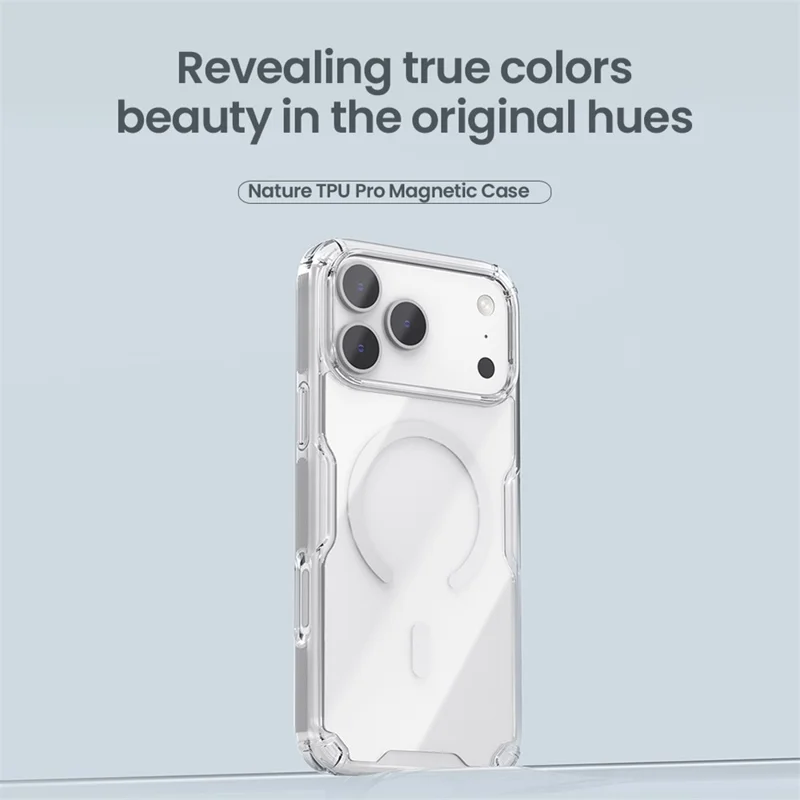 NILLKIN Nature Pro Serie für iPhone 17 Pro Max Hülle, kompatibel mit MagSafe, TPU + PC Ultra Clear Handyhülle - Grau