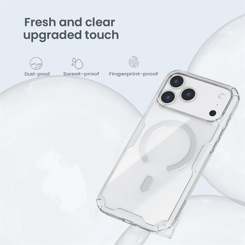 NILLKIN Nature Pro Serie für iPhone 17 Pro Max Hülle, kompatibel mit MagSafe, TPU + PC Ultra Clear Handyhülle - Grau