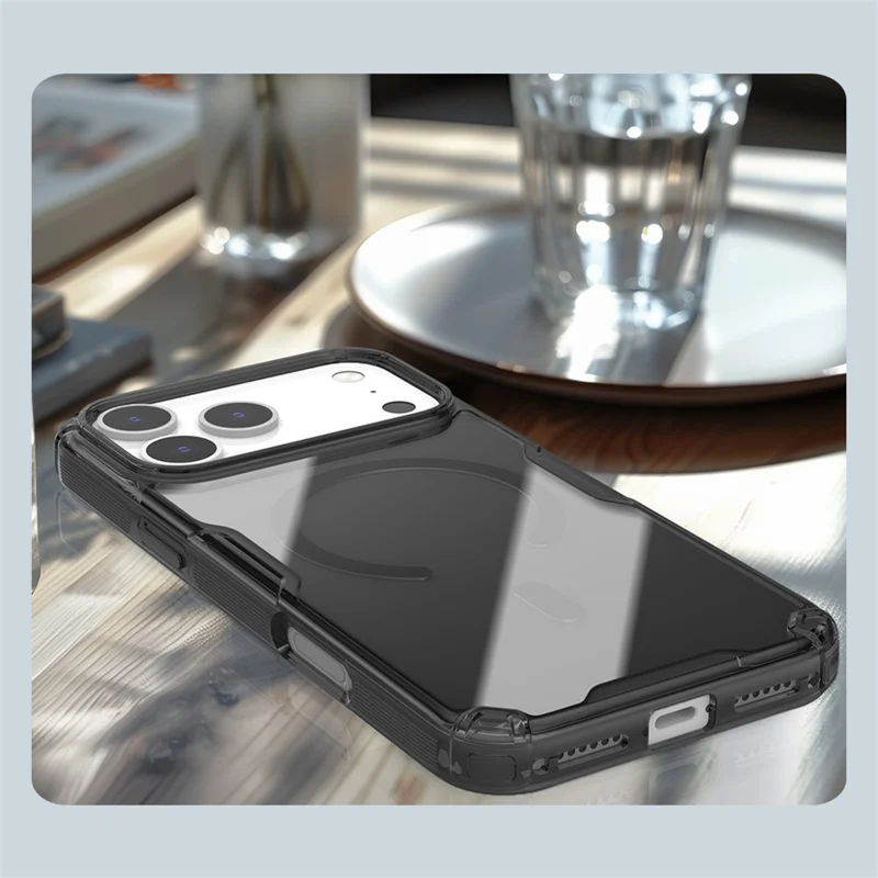Funda NILLKIN Nature Pro para iPhone 17 Pro Compatible con MagSafe - Carcasa de TPU + PC Ultraclara - Gris