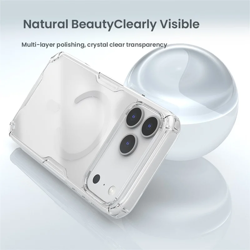 Funda NILLKIN Nature Pro para iPhone 17 Pro Compatible con MagSafe - Carcasa de TPU + PC Ultraclara - Gris