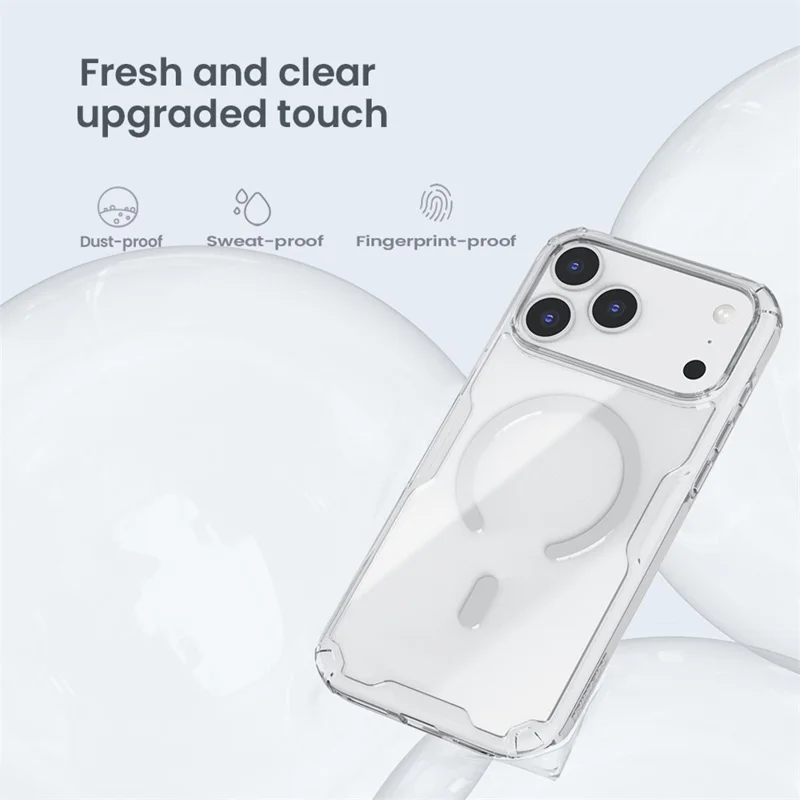 Funda NILLKIN Nature Pro para iPhone 17 Pro Compatible con MagSafe - Carcasa de TPU + PC Ultraclara - Gris