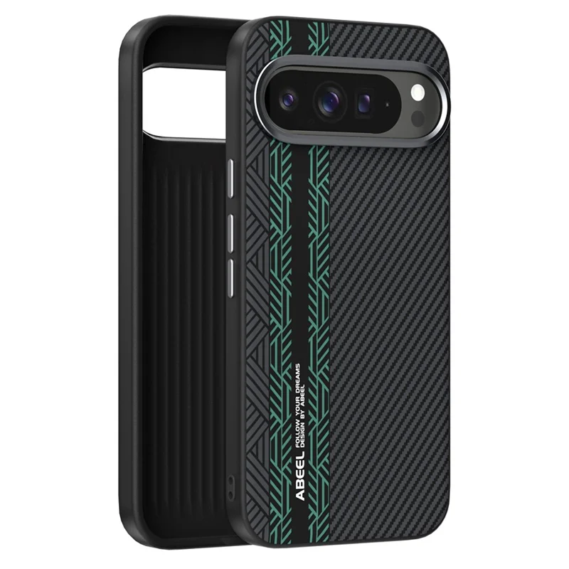 ABEEL Pour Google Pixel 10 Pro / Pixel 10 Étui PC + TPU + Alliage d'Aluminium + Cuir PU Coque de Téléphone Compatible avec MagSafe - Texture 2