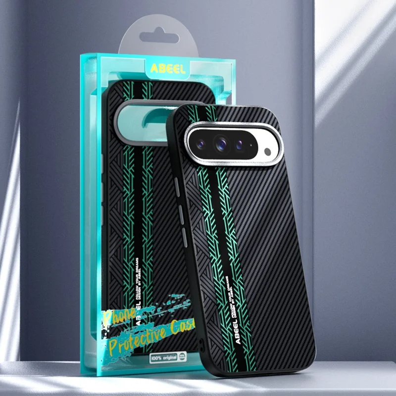 ABEEL Pour Google Pixel 10 Pro XL Étui PC + TPU + Alliage d'aluminium + Housse de téléphone en cuir PU Compatible avec MagSafe - Texture 2