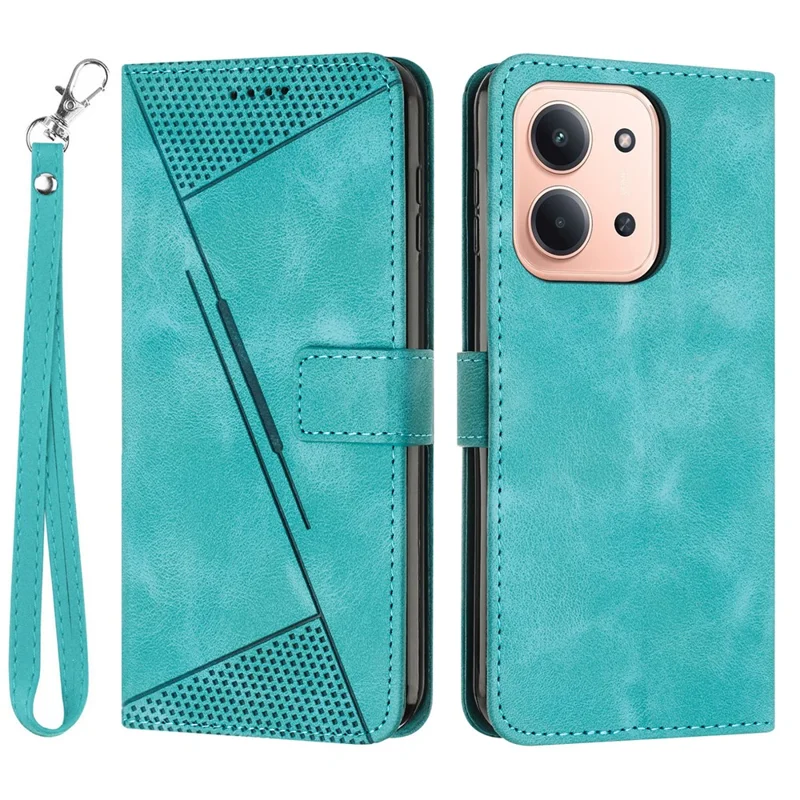 For Xiaomi Redmi 15C 4G (EU) (173mm) / 15C 5G (EU) (173mm) Case Handbag Imprinted Triangle Leather Phone Cover - Green