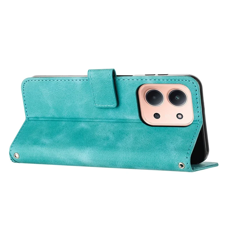For Xiaomi Redmi 15C 4G (EU) (173mm) / 15C 5G (EU) (173mm) Case Handbag Imprinted Triangle Leather Phone Cover - Green