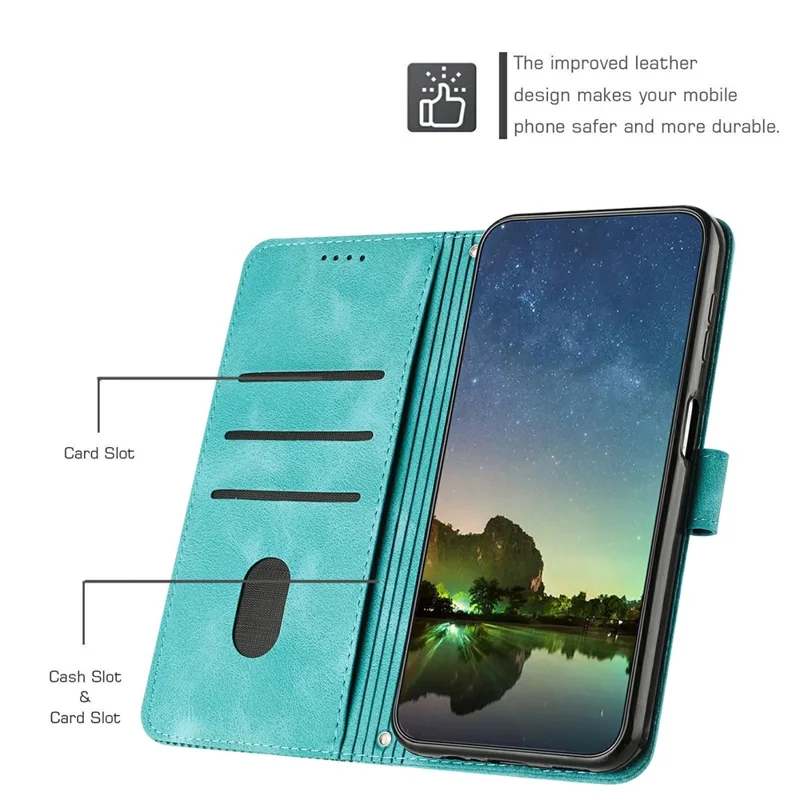 For Xiaomi Redmi 15C 4G (EU) (173mm) / 15C 5G (EU) (173mm) Case Handbag Imprinted Triangle Leather Phone Cover - Green