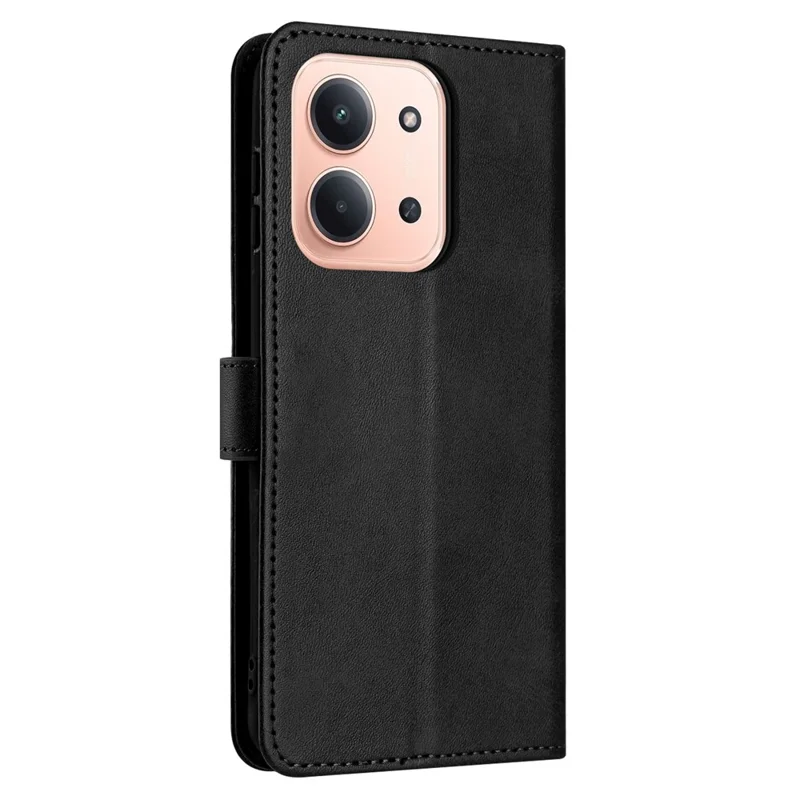 Funda para Xiaomi Redmi 15C 4G (UE) (173 mm) / 15C 5G (UE) (173 mm) Flip Stand Textura de ternera Funda de cuero sintético con correa - Negro