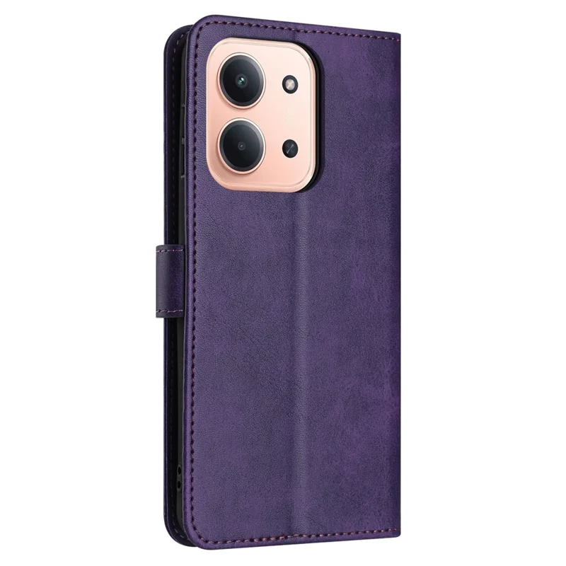 Für Xiaomi Redmi 15C 4G (EU) (173mm) / 15C 5G (EU) (173mm) Hülle Klappständer Kalbleder-Textur PU-Leder Brieftasche Handyhülle mit Trageriemen - Lila