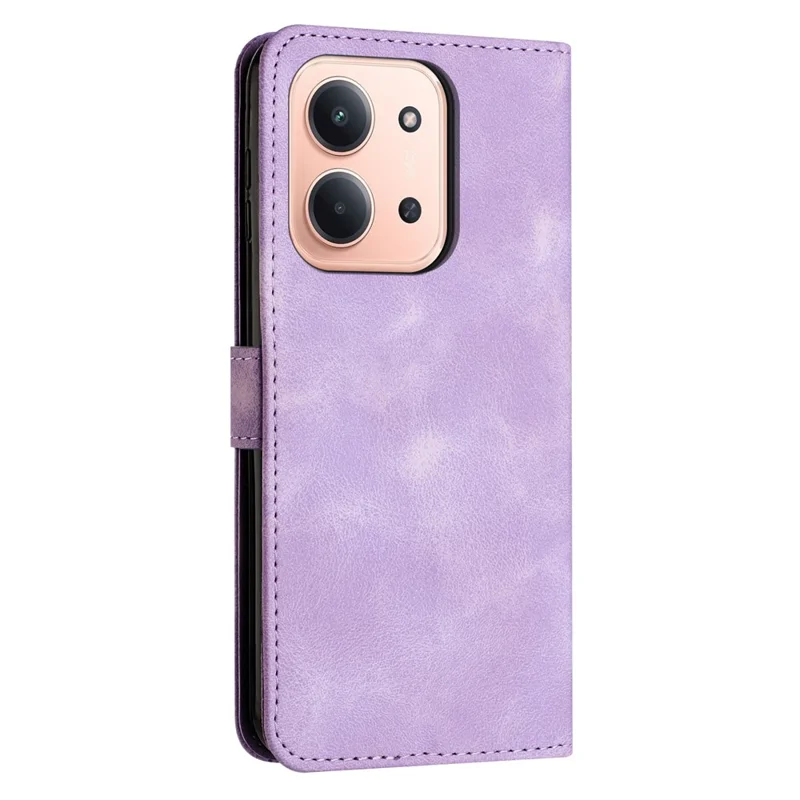 For Xiaomi Redmi 15C 4G (Global) (171mm) / Poco C85 4G Case Handbag Imprinted Triangle Leather Phone Cover - Purple