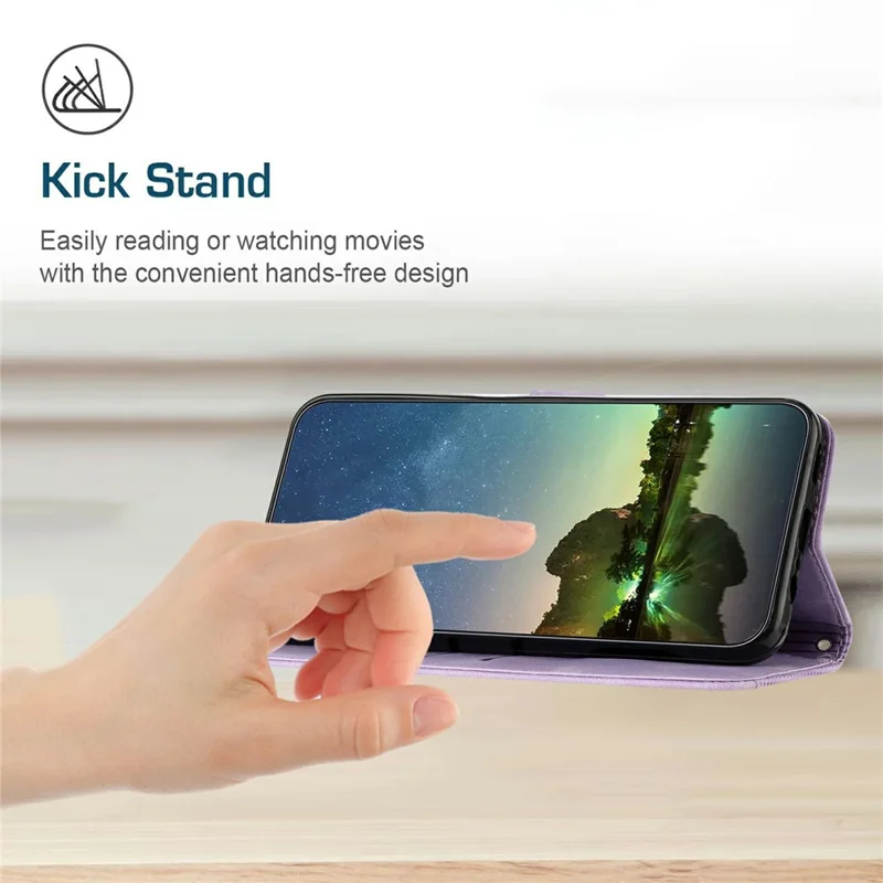 For Xiaomi Redmi 15C 4G (Global) (171mm) / Poco C85 4G Case Handbag Imprinted Triangle Leather Phone Cover - Purple