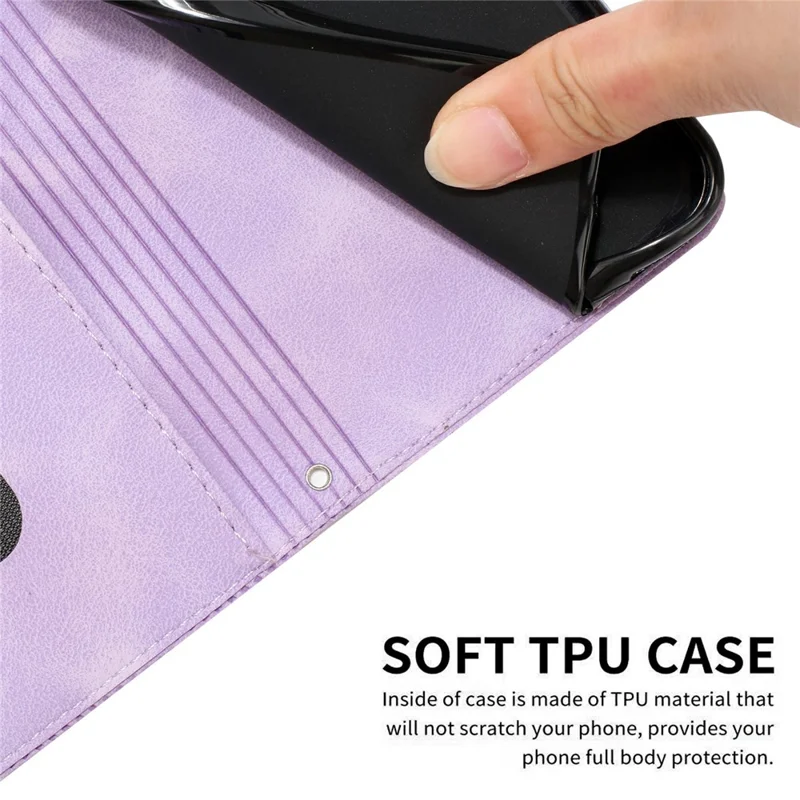 For Xiaomi Redmi 15C 4G (Global) (171mm) / Poco C85 4G Case Handbag Imprinted Triangle Leather Phone Cover - Purple