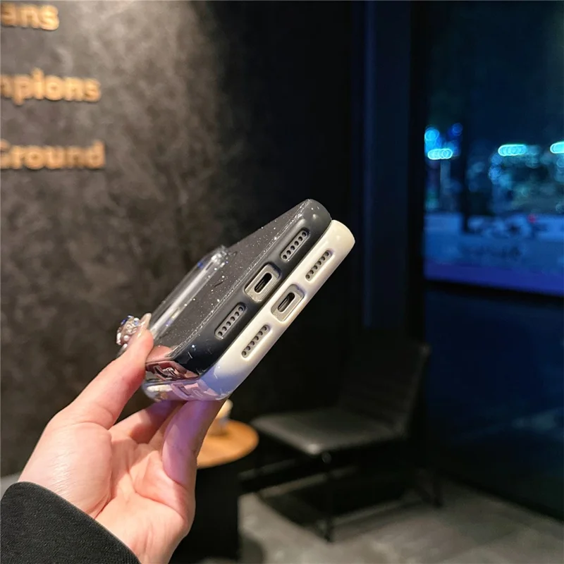 For iPhone 17 Pro Max Case Compatible with MagSafe Glitter Design IMD TPU + PC Phone Back Cover - Grey